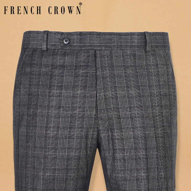Limited Time Discount Fossil Grey Plaid Formal Pant