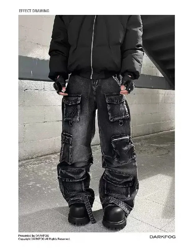 Price Rollback Heavy Multi-Pocket Strap Cargo Jeans
