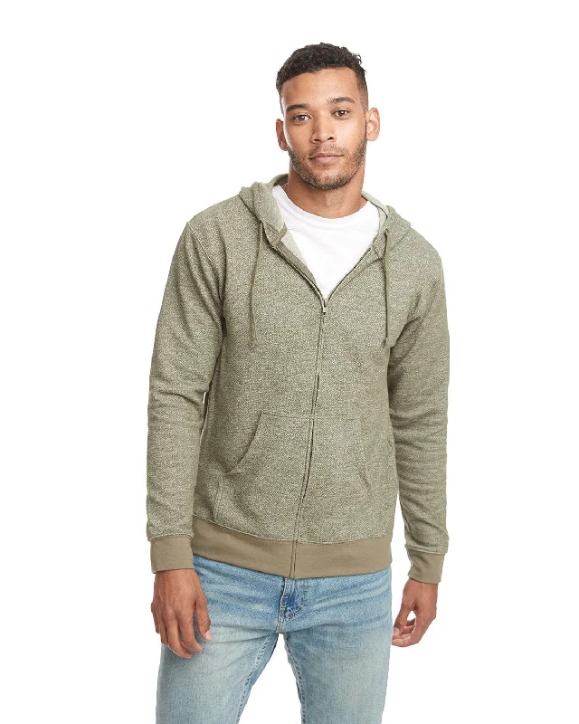 Hot Deal Next Level Unisex Denim Fleece Full-Zip Hoodie | Military Green