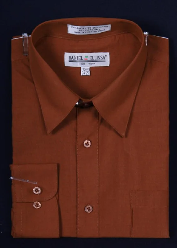 TIME-Limited Offer Men's Brown Long Sleeve Dress Shirt
