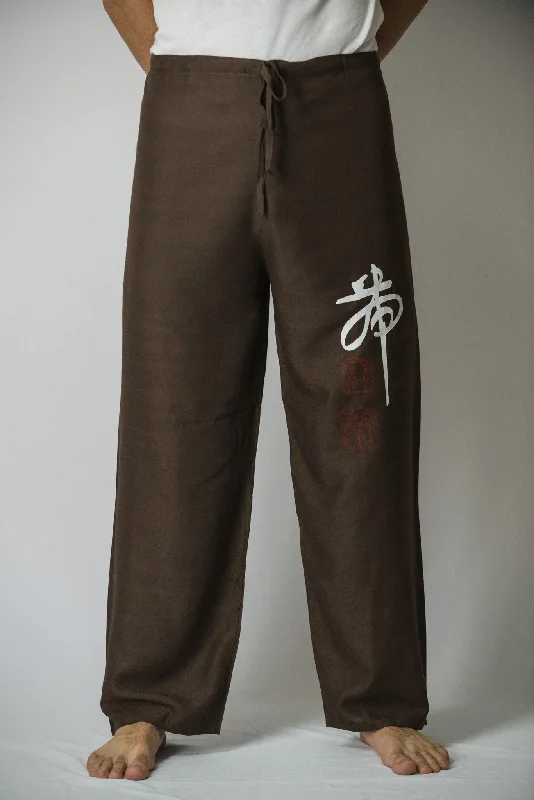 Discount Deals Mens Chinese Writing Pants in Brown