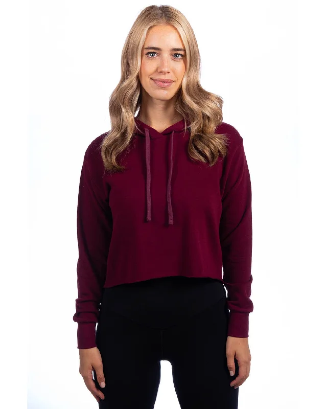 Can't Be Beat Next Level Apparel Ladies Cropped Pullover Hooded Sweatshirt | Maroon