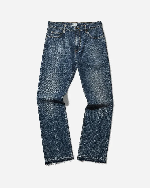 Super Deal Men's Washed Denim Pants Coated Used Indigo