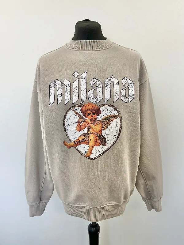 Weekend Specials You Can't Miss Washed Taupe Cherub Sweatshirt.