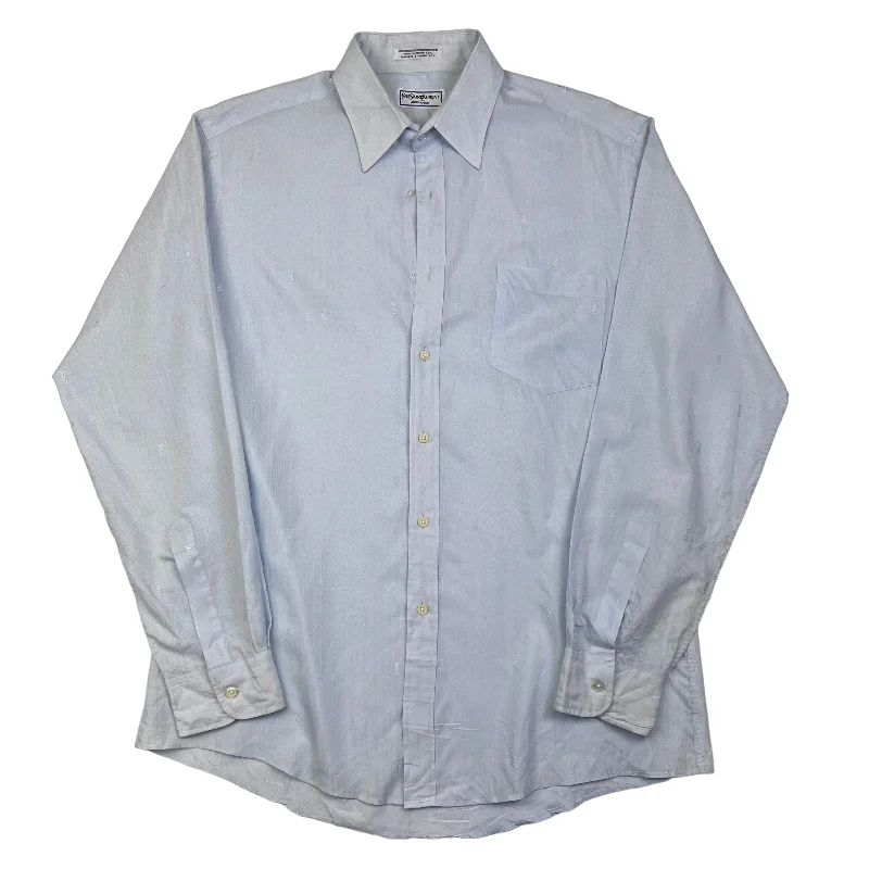 Huge Savings Yves Saint Laurent Repeat Logo Light Blue Long Sleeve Shirt