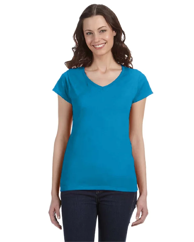 Price Drop Gildan Ladies SoftStyle V-Neck T-Shirt | Sapphire