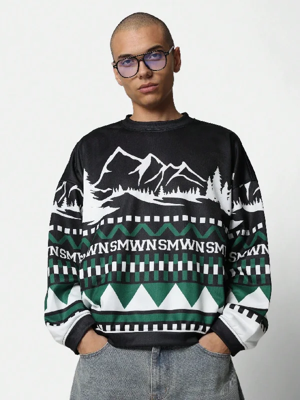 Buy Today Christmas Regular Fit All Over Printed Sweatshirt