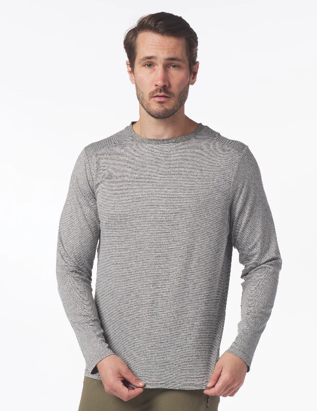 Deep Savings Salton Long Sleeve: Black Heather/White Stripe