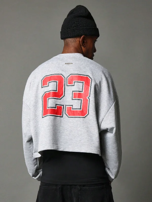 The Best Deal Crop Fit Long Sleeve Sweatshirt With Embroidery & Number Graphic Print The Best Deal Crop Fit Long Sleeve Sweatshirt With Embroidery & Number Graphic Print