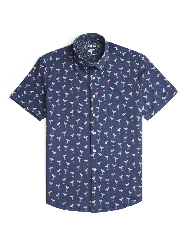 Factory Direct Sale Navy Margarita Short Sleeve Print Shirt