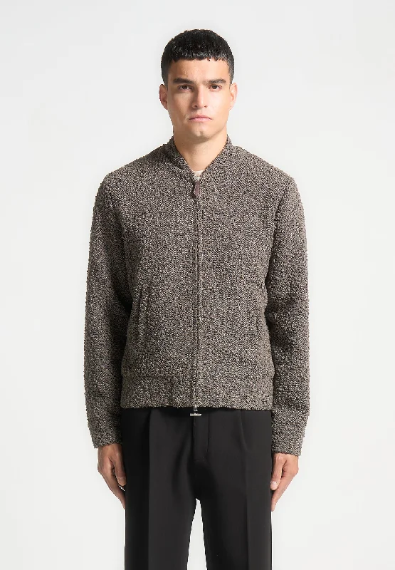 Unbeatable Prices Boucle Zip Through Bomber Jacket - Brown