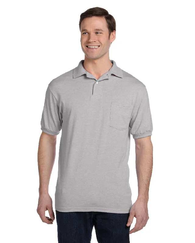 Super Sale Hanes 50/50 Jersey Knit Pocket Polo Shirt | Light Steel