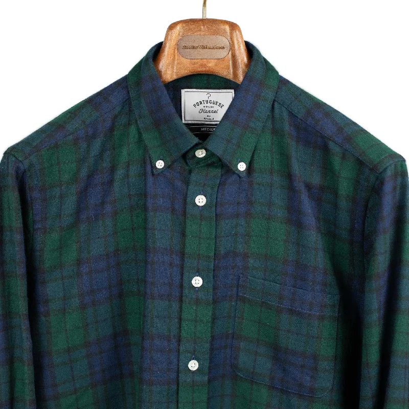 Buy More, Save More Bonfim shirt in green & blue blackwatch plaid cotton flannel (Restock)