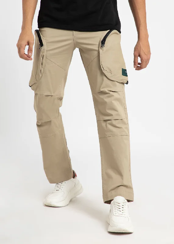 Fantastic Offers Soft Beige Zipper Cargo Pant