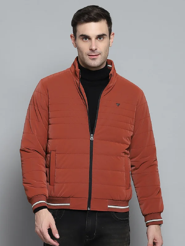 Blowout Deals Men Red Solid Mock Neck Full Sleeve Jacket
