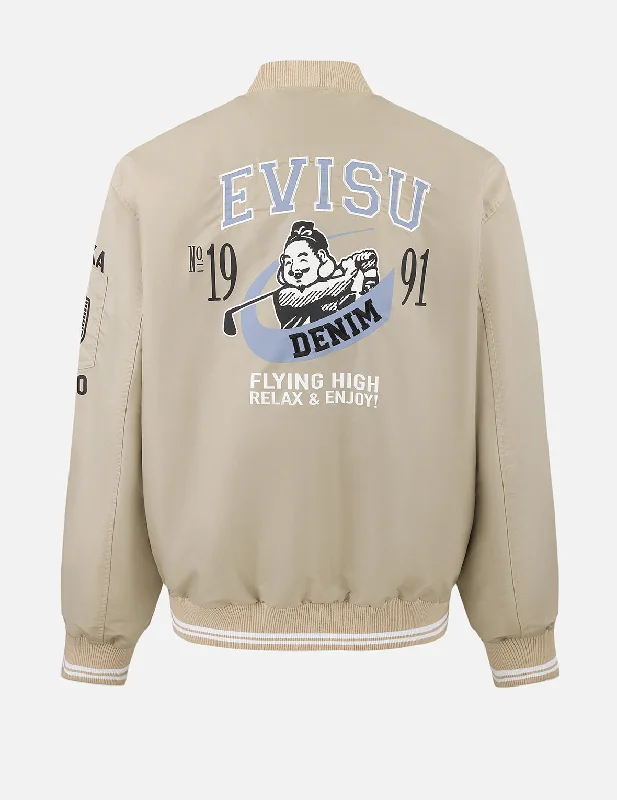 Weekend Deals to Make You Smile Golf Godhead Print Relax Fit Bomber Jacket