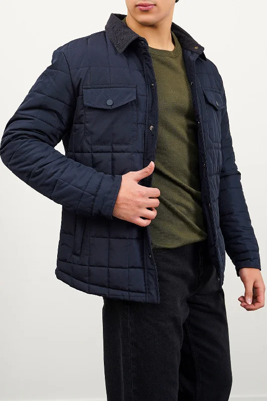 Don't Miss QUILTED SHACKET WITH CORDUROY COLLAR