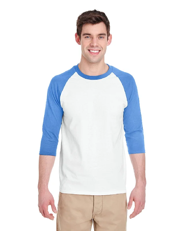 Exclusive Offers Gildan Heavy Cotton 3/4-Raglan Sleeve T-Shirt | Wht/ Carolna Blu