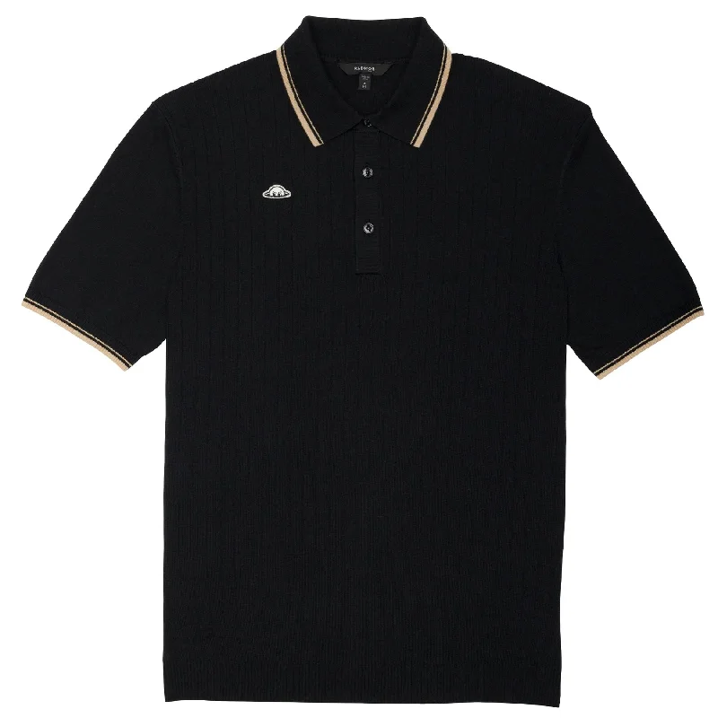 Time-Sensitive Union Recycled Rib Stripe Polo Black - 2025