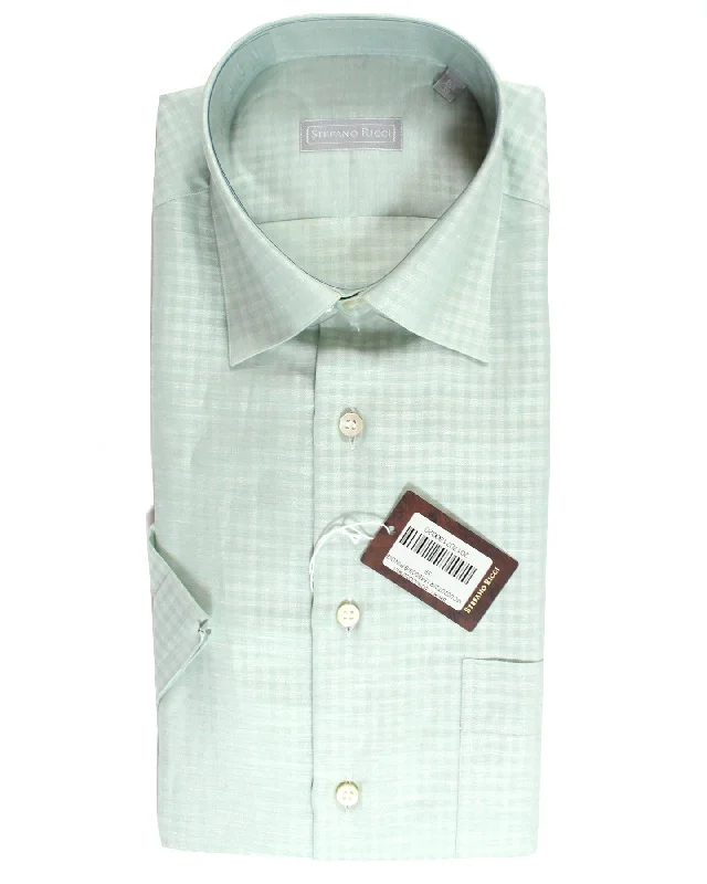 Fantastic Offers Stefano Ricci Short Sleeve Shirt Mint Gingham Pattern M SALE