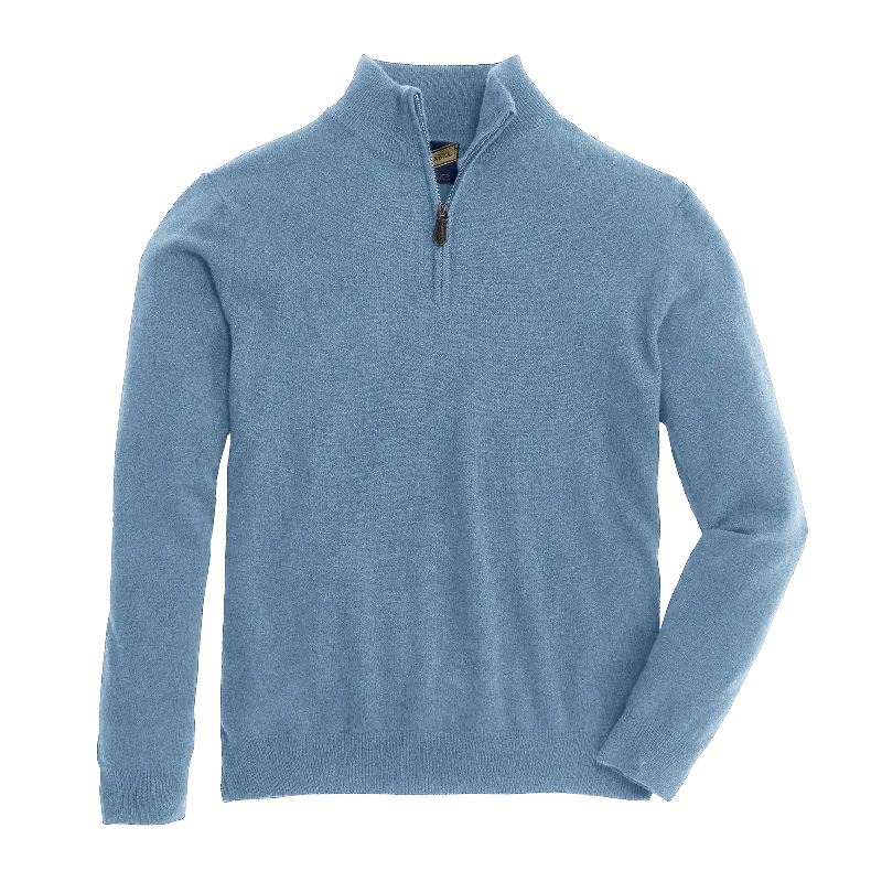 Weekend Specials to Enjoy James Cashmere 1/4 Zip Sweater - Heather Vintage Indigo