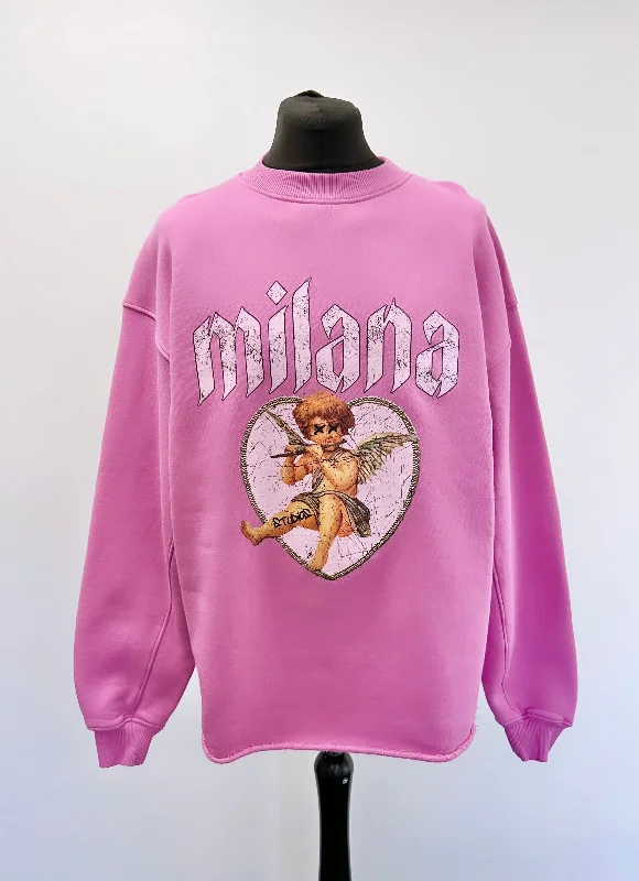 Final Sale Raspberry Cherub Heavyweight Open Hem Sweatshirt.