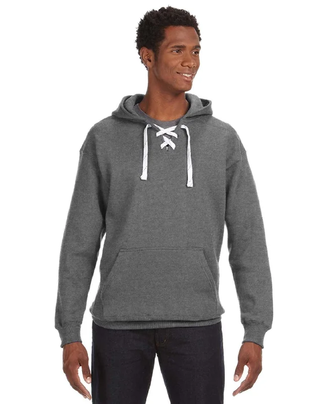 New Markdowns J America Adult Sport Lace Hooded Sweatshirt | Charcoal Heather