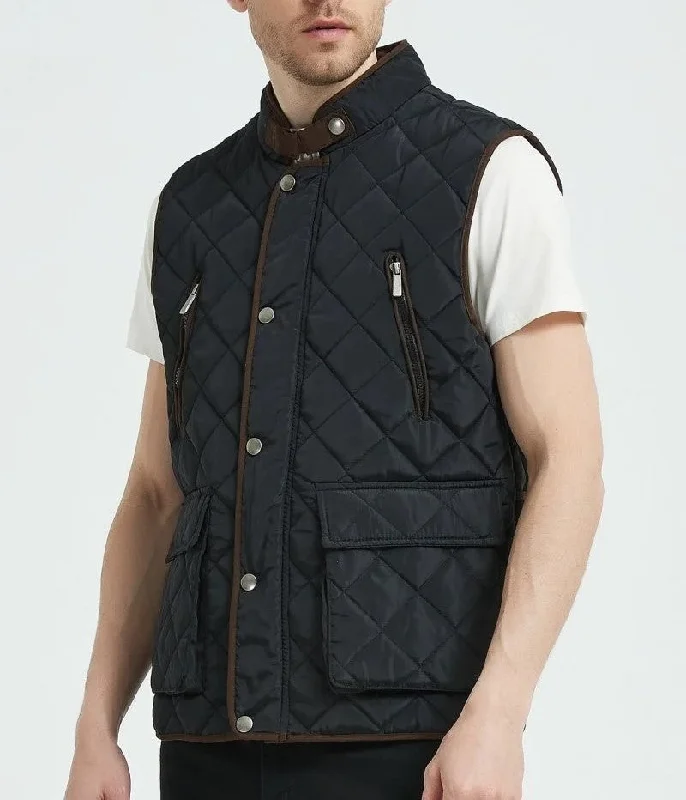 Final Clearance Classic Quilt Gilet with Trims in Black