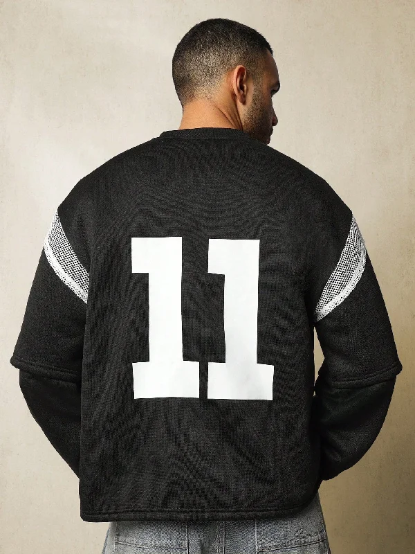 Special Savings Oversized Fit Rugby Jersey V-Neck Double Layer Sleeve Sweatshirt With Mesh & Graphic Print Special Savings Oversized Fit Rugby Jersey V-Neck Double Layer Sleeve Sweatshirt With Mesh & Graphic Print