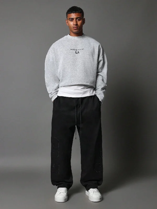 Great Bargain Crop Fit Crew Neck Sweatshirt With Graphic Print