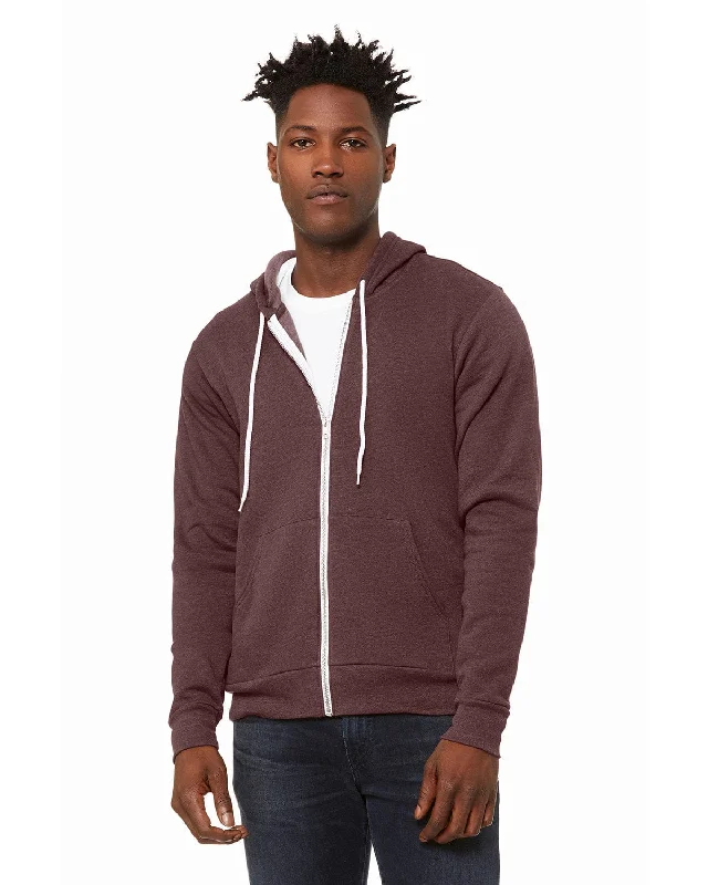 Deal Frenzy Bella+Canvas Unisex Poly-Cotton Fleece Full-Zip Hoodie | Heather Maroon
