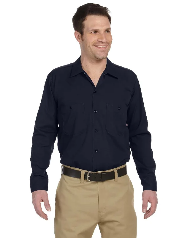 Hurry In Dickies Industrial Long Sleeve Work Shirt | Dark Navy