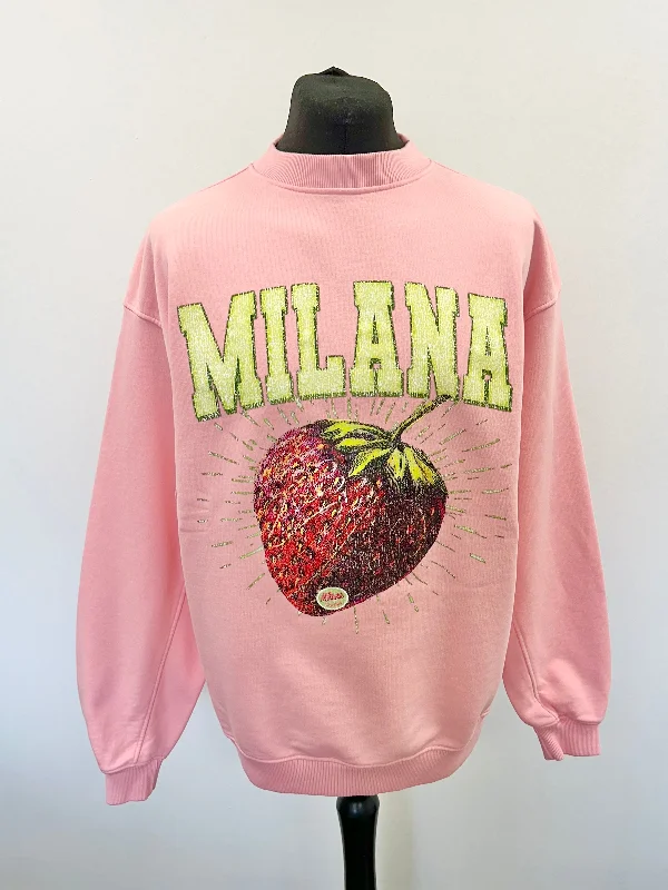 Midnight Madness Baby Pink Strawberry Sweatshirt.