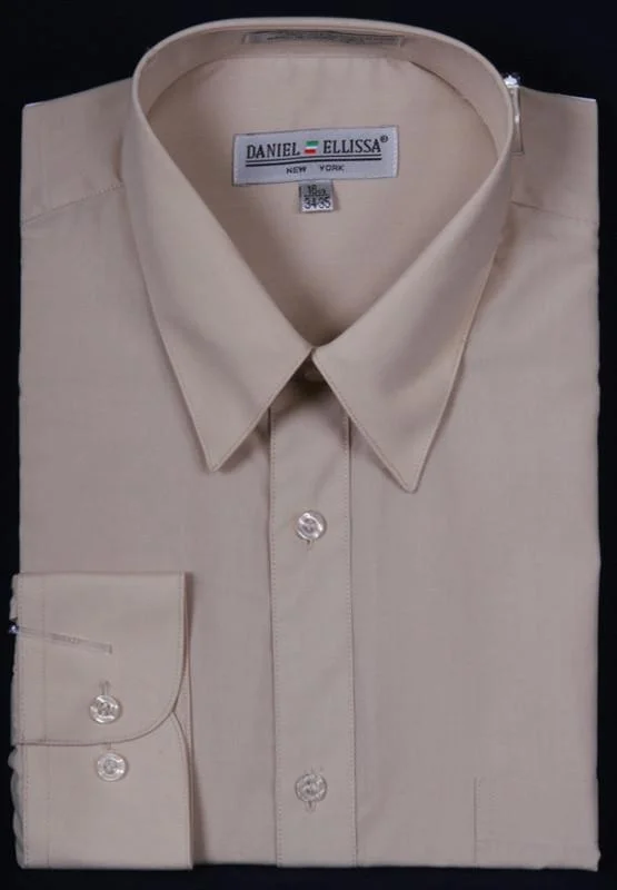 Year-End Clearance Men's Beige Long Sleeve Dress Shirt