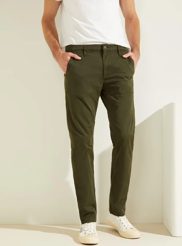 Weekend Offers That Sizzle Deep Green Slim Fit Lonita Twill Chino Pants