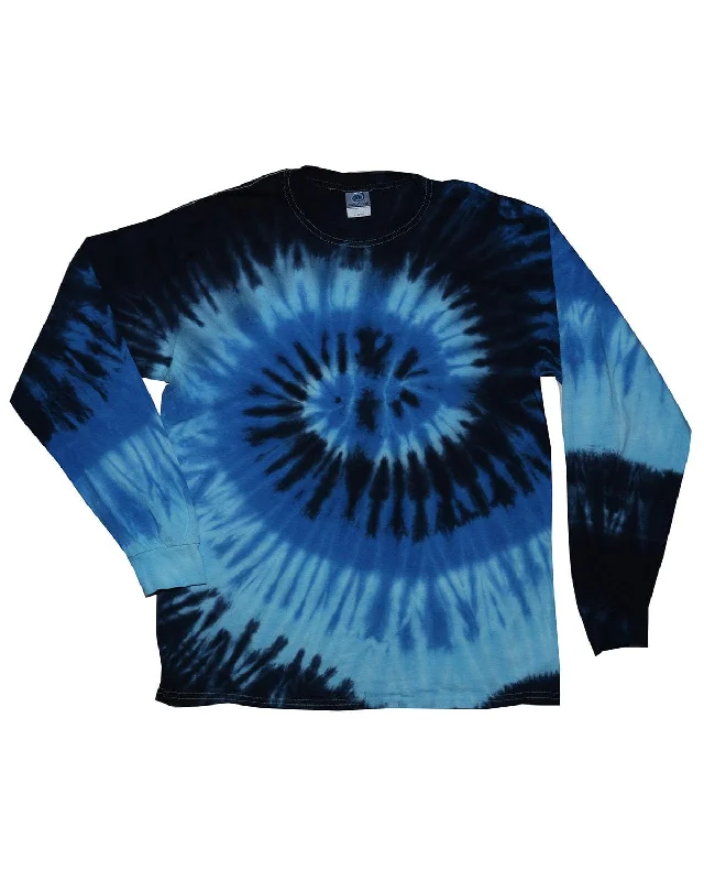 Overstock Tie-Dye 100% Cotton Long Sleeve Tie-Dyed T-Shirt | Blue Ocean