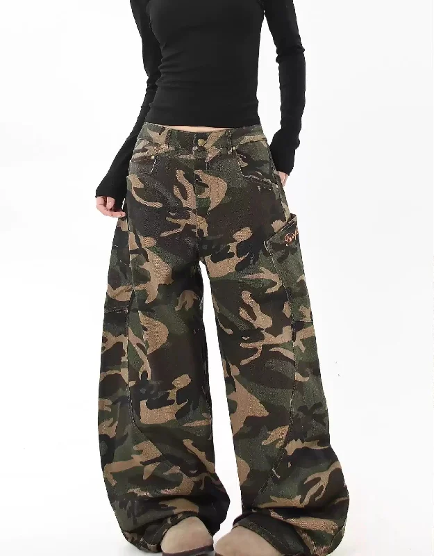 Online Only Lettered Camouflage Cargo Pants