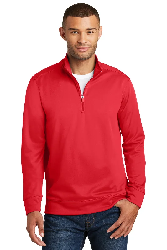 Weekend Shopping Extravaganza Port & Company Mens Dry Zone Performance Moisture Wicking Fleece 1/4 Zip Sweatshirt - Red