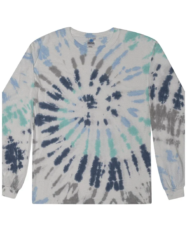 Low Cost Tie-Dye 100% Cotton Long Sleeve Tie-Dyed T-Shirt | Glacier