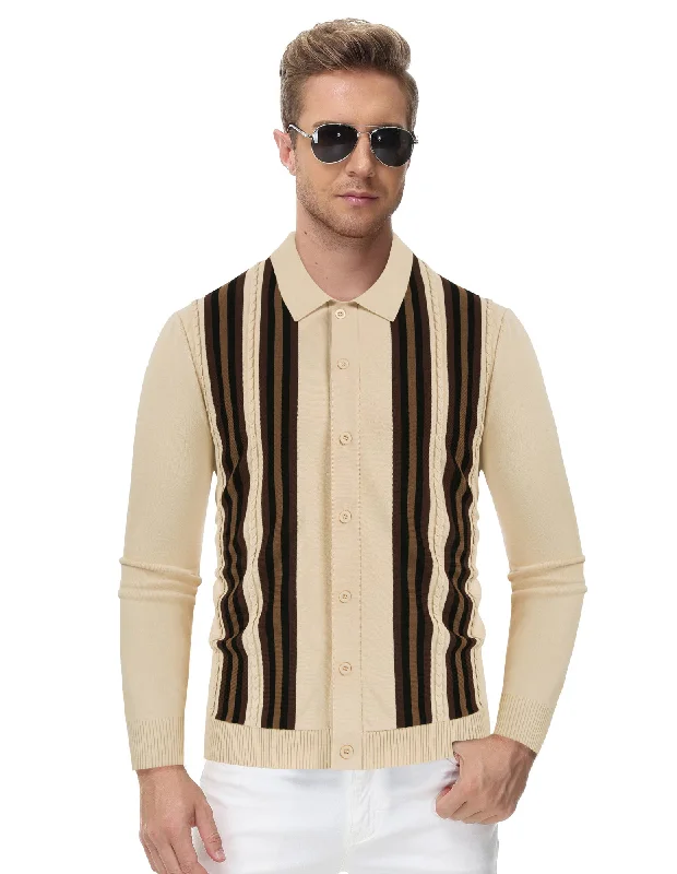 Weekend Discounts to Delight Mens Vintage Striped Knit Polo Shirt Long Sleeve Button Down Cardigan Sweater Weekend Discounts to Delight Mens Vintage Striped Knit Polo Shirt Long Sleeve Button Down Cardigan Sweater