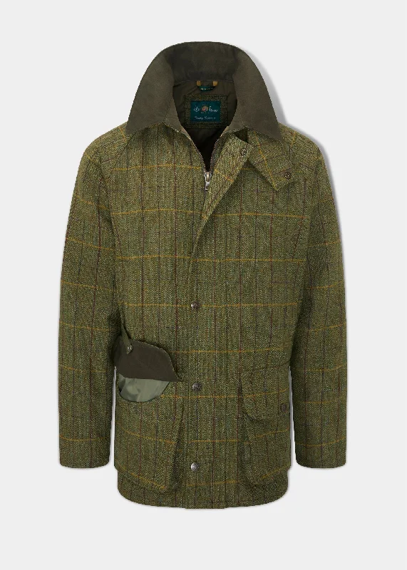 Doorbuster Deal Rutland Men's Tweed Waterproof Shooting Coat In Green Ash - Regular Fit