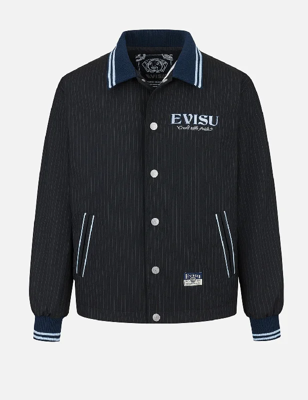 Weekend Bargains to Grab Logo and Slogan Embroidery Regular Fit Striped Suit Ccoach Jacket