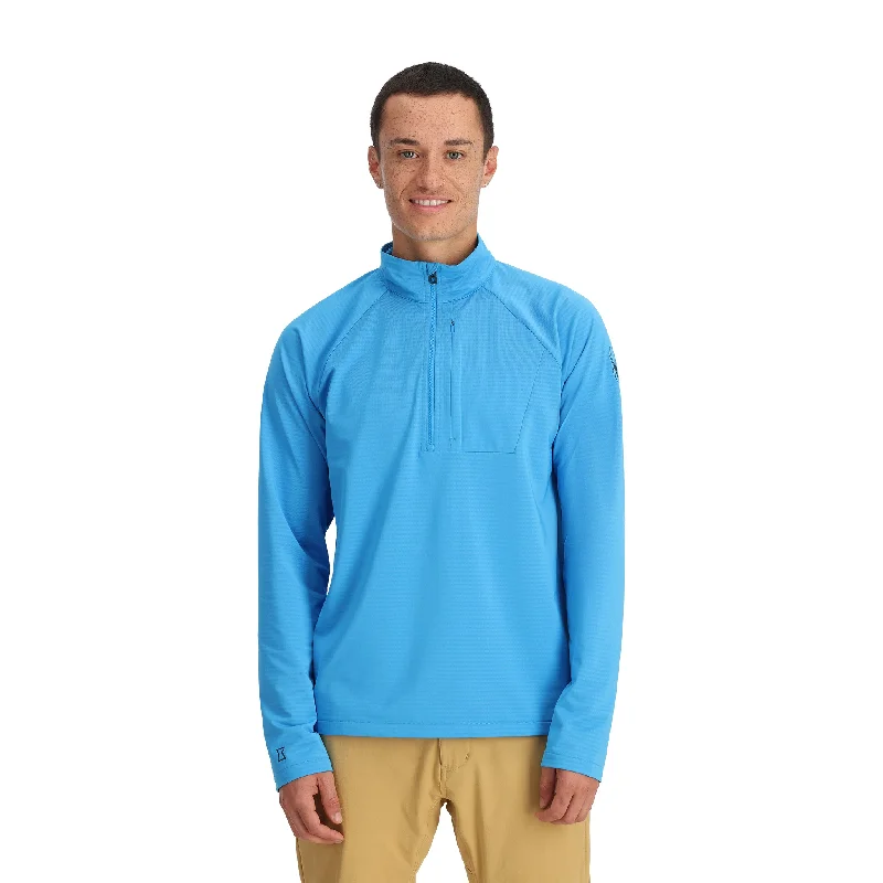 Low Cost Mens Gridweb Half Zip - Aether Blue
