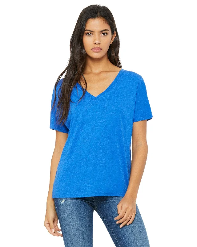 Best Choice Bella+Canvas Ladies Flowy Simple V-Neck T-Shirt | Tr Royal Triblnd