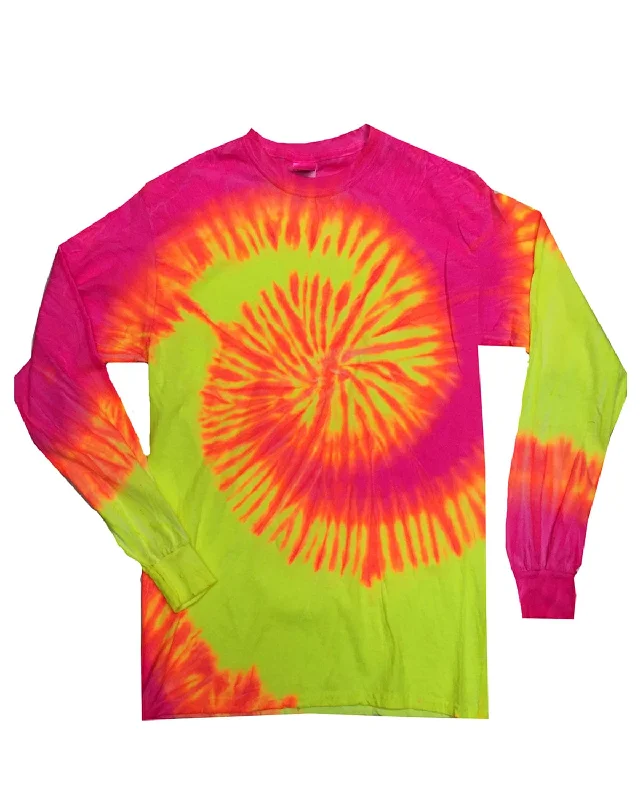Online Only Tie-Dye 100% Cotton Long Sleeve Tie-Dyed T-Shirt | Fluorescent Swrl