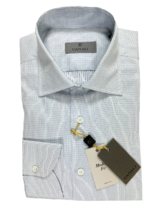 Weekend Bargains to Grab Canali Dress Shirt White Blue Navy Striped Micro Pattern - Modern Fit 39 - 15 1/2 Weekend Bargains to Grab Canali Dress Shirt White Blue Navy Striped Micro Pattern - Modern Fit 39 - 15 1/2