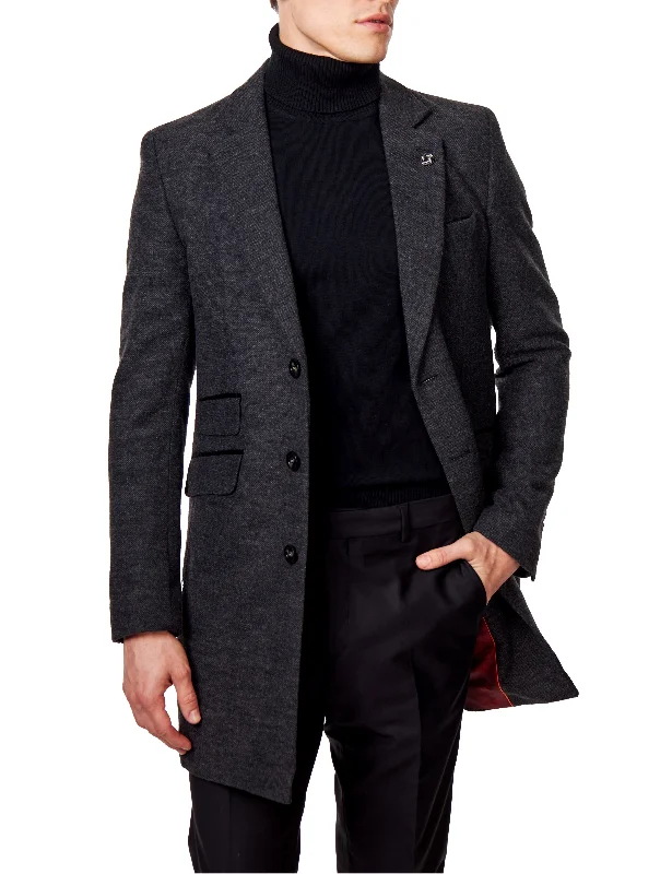 Unmissable Offer NESTOR – GREY TWEED WOOL BLEND OVERCOAT