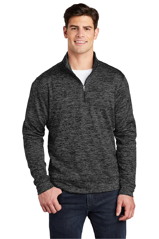 Deal Alert Sport-Tek Mens Electric Heather Moisture Wicking Fleece 1/4 Zip Sweatshirt - Grey Black Electric Deal Alert Sport-Tek Mens Electric Heather Moisture Wicking Fleece 1/4 Zip Sweatshirt - Grey Black Electric