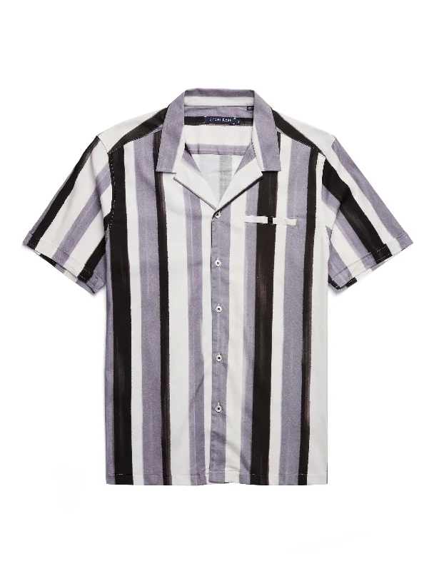 Seasonal Clearance Black Stripped Resort Short Sleeve Shirt