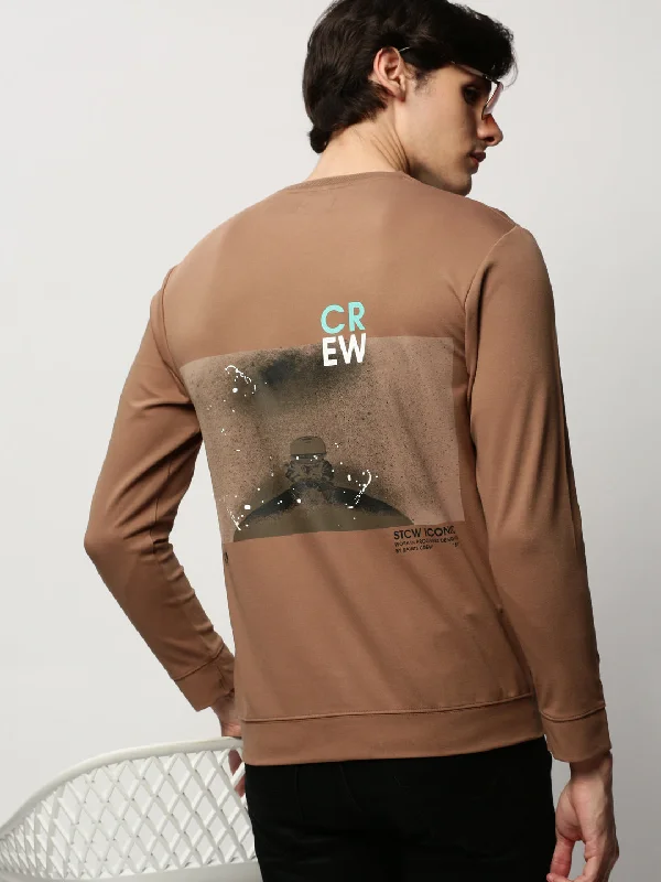 Crazy Deal Men Brown Graphics Casual Sweatshirts